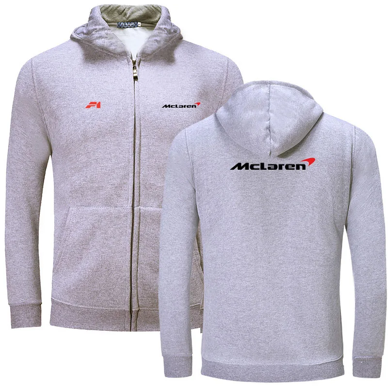 

2021 Winter men fleece warm McLaren zipper Hoodies hooded Sweatshirts zipper autumn cotton soprts sportwear