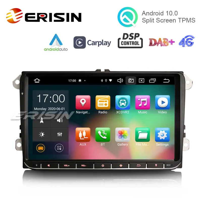 Erisin 8128 9 &quotAndroid 10 автомобильное Стерео GPS TPMS DAB + 4G беспроводной CarPlay для VW Golf 5/6 Passat