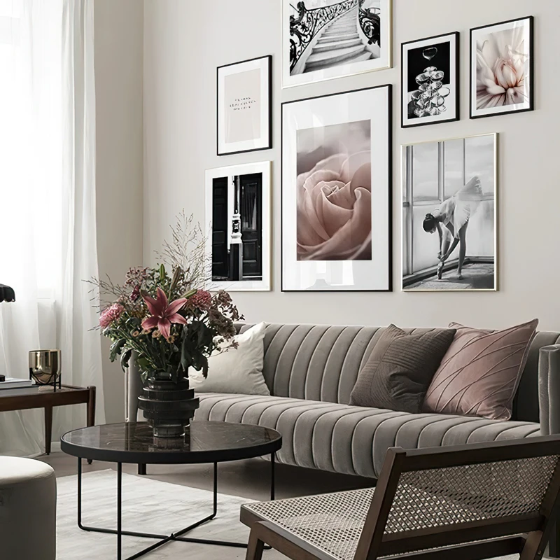 Декор для дома Скандинавский стиль Картина Балерина с цветами Плакат на холсте Живопись на стену в стиле Нордик.