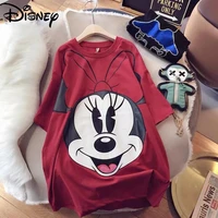 disney fashion ladies college style cute cartoon print bottoming shirt simple casual and comfortable pure cotton t shirt