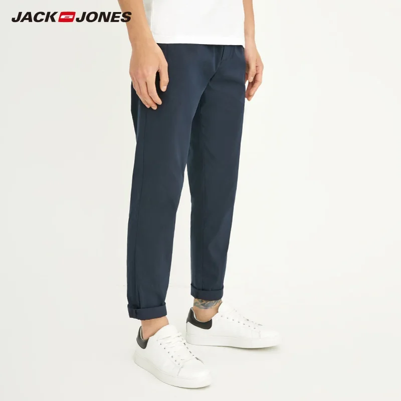Мужские хлопковые повседневные эластичные брюки JackJones 218314541 | Мужская одежда