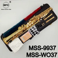 music fancier club soprano saxophone mss 9937 mss wo37 gold lacquer with case sax soprano mouthpiece ligature reeds neck