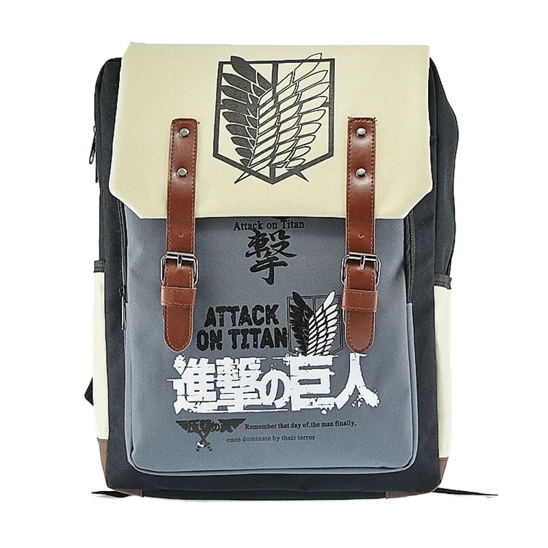 

Anime Attack On Titan Nylon Backpack Black Grey Scout Regiment Printing Rucksacks Large Laptop Mochila Kids School Bags