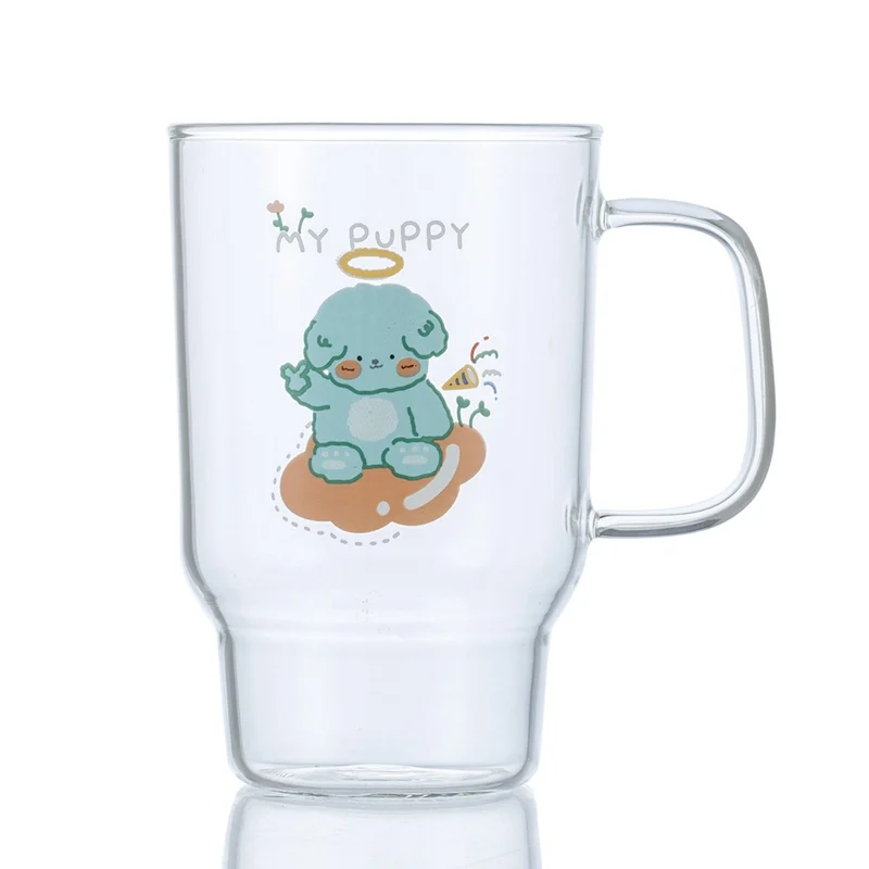 

350ml Coffee Mug Water Cup Heat-resistant Glass Transparent Tea Beer Juice Water Cups Kitchen Bar Drinkware Bear Printed Glass