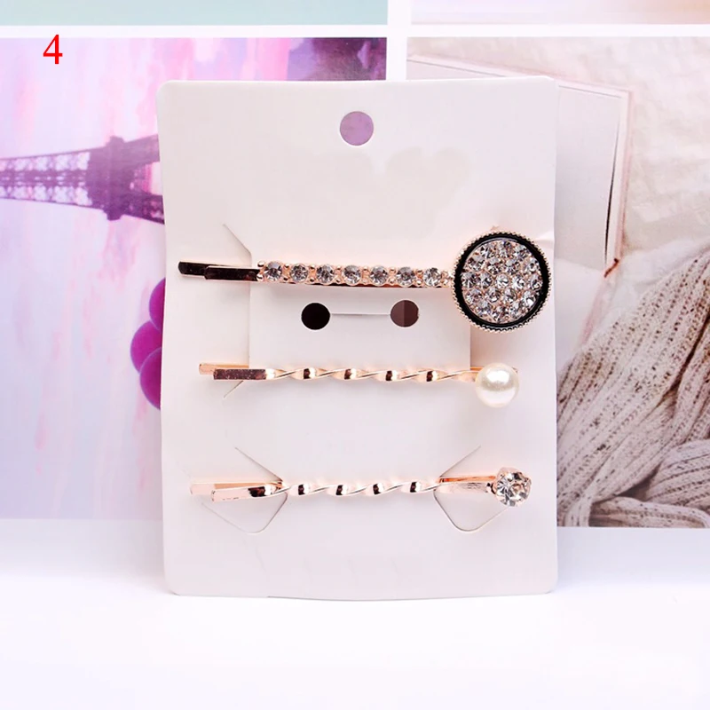 

3PCS/Set Fashion Women Elegant Love Butterfly Square Round Crystal Pearl Barrettes Girls Hair Clips Hairpin New Hair Accessories