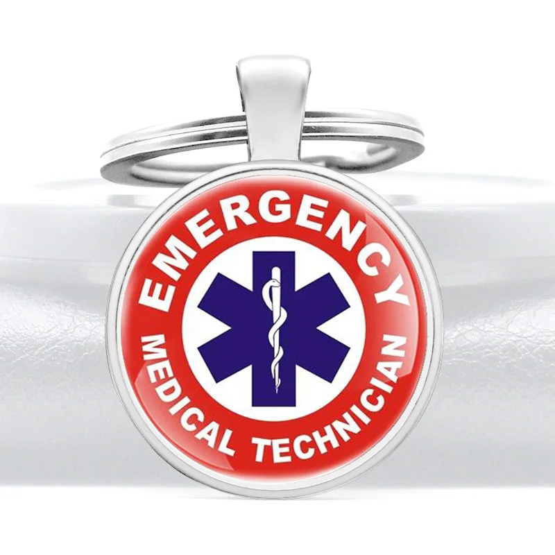 

EMT Emergency Medical Technician Paramedic Badge Theme Metal Pendant Key Chain Men Women Key Ring Jewelry Gifts Keychains