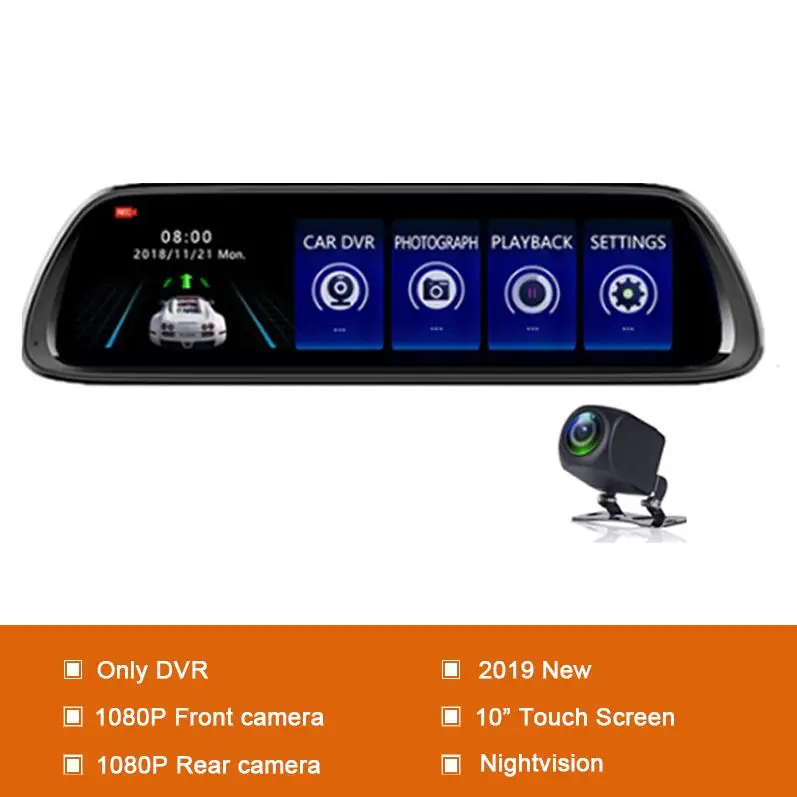 D30 10Inches 1" Android 8,1 Автомобильный видеорегистратор Камера gps Navi зеркало двойной 1080P рекордер 4G Wifi ADAS Dash cam FM подключен к автомобильному динамику - Название цвета: D30 10Inches