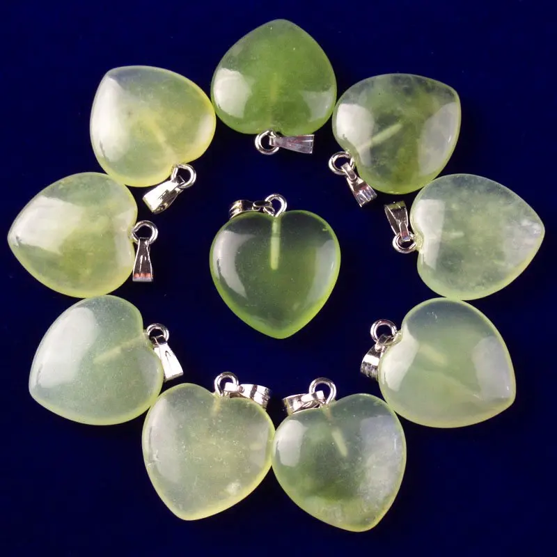 

10Pcs 23x20x6mm New Jades Heart Pendant diy jewelry making Necklace Accessories