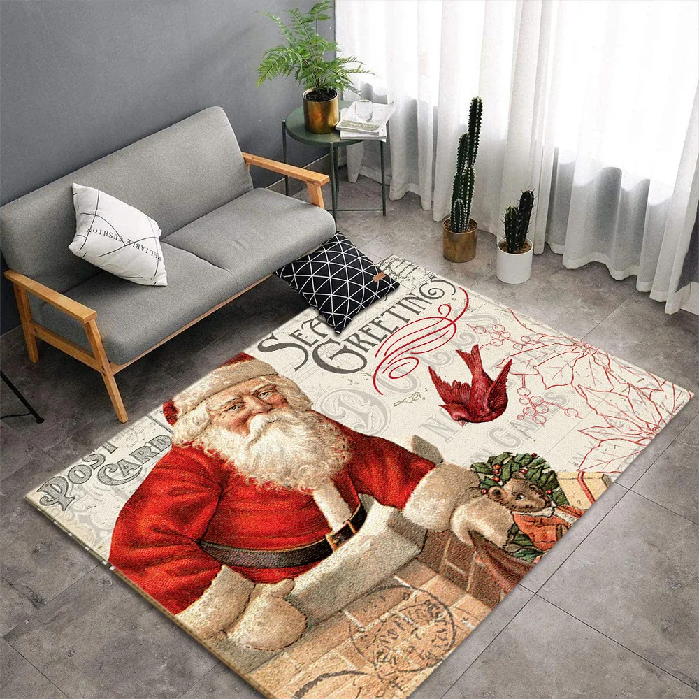 

Christmas Carpet Living Room Bedroom Bedside Decoration Kids Room Floor Mat Home 3D Balcony Tatami Anti-Slip Children Large Rugs