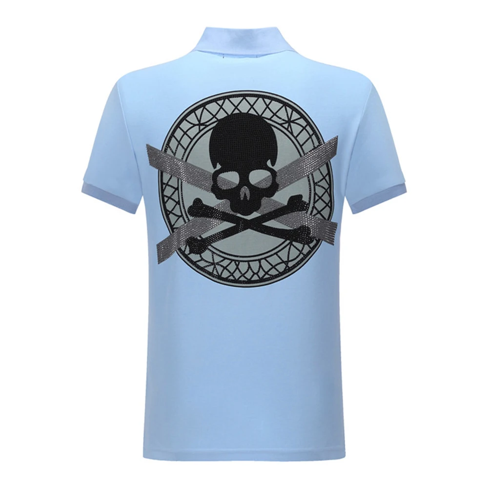 

Mens Polo DUYOU Shirt Brands Male Short Sleeve Casual Top Polo rhinestone Color skull Embroidery Polo shirt ADP901187