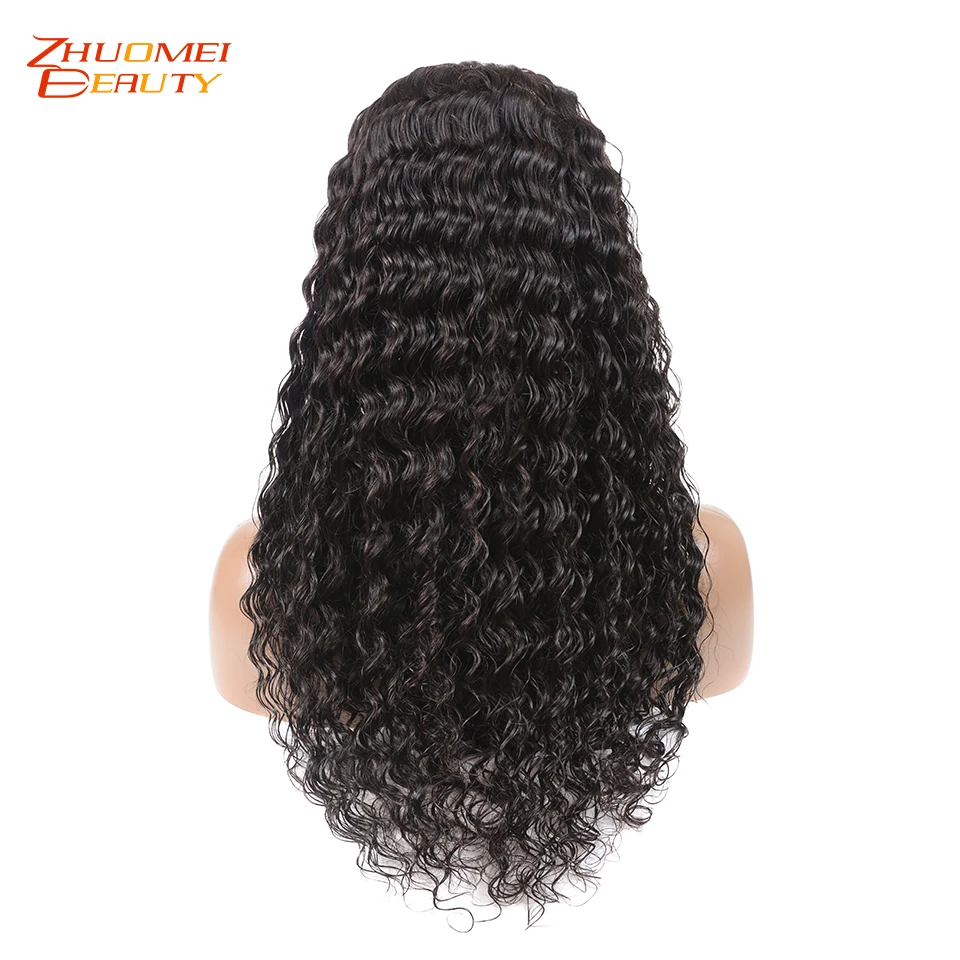 Zhuomei beauty 13*6/13*4 глубокая волна фронта шнурка человеческих волос парики 150% перуанские волосы с неповрежденной кутикулой парик предварительно сорванный парик шнурка с детскими волосами