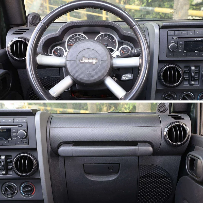 

Air Vents Cover Trim Stickers Air Conditioning Vent Outlet Trim for Jeep Wrangler JK JKU 2007-2010 Carbon Fiber