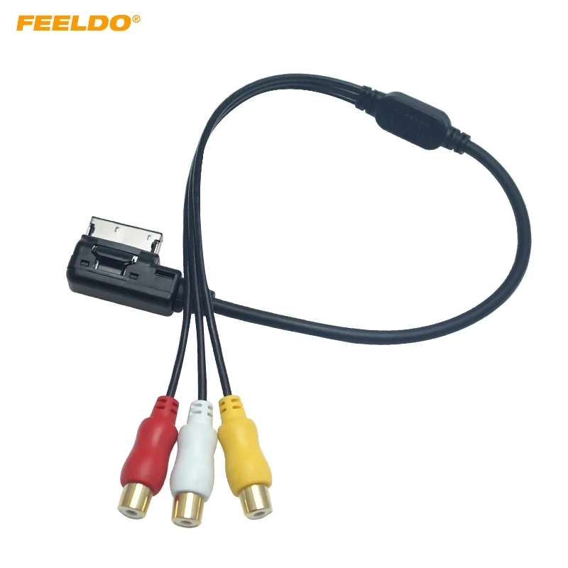 FEELDO 5 шт. автомобильный медиа музыка 3 RCA разъем к MDI/AMI интерфейс AUX кабель для Audi