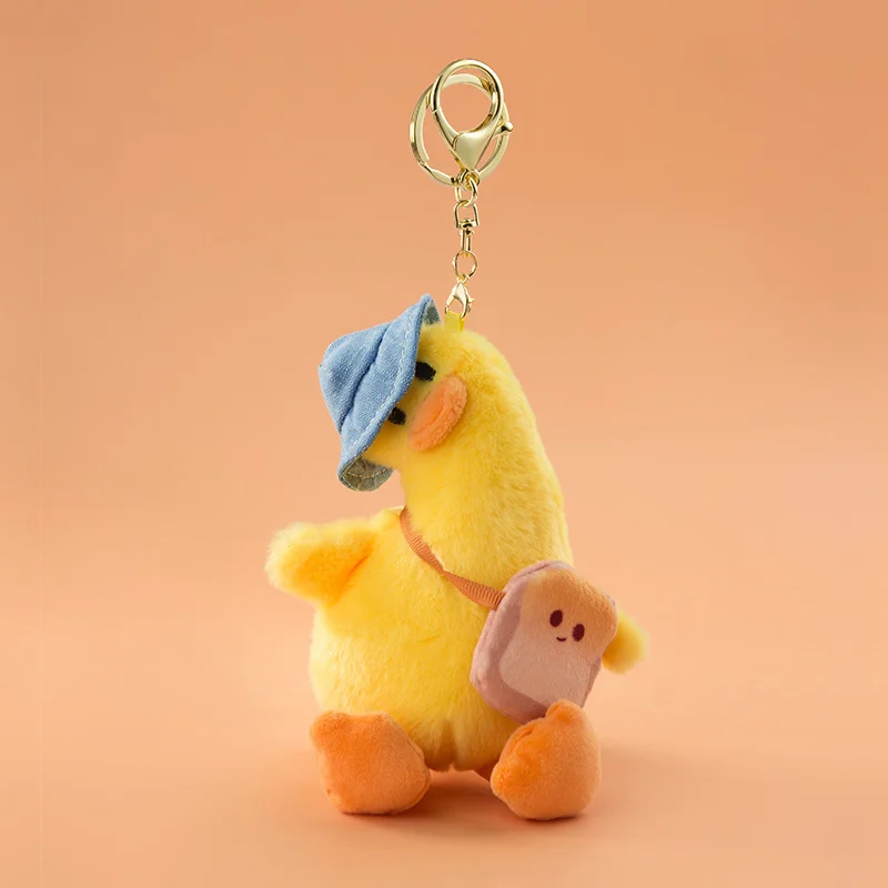 Cartoon Lovely duck crooked neck Doll Keychain Yellow White Car Bag Accessory Cute Plush Boy Girl Couple Keyring Lover Pendant