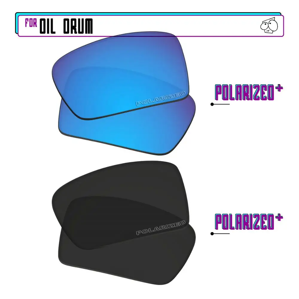 EZReplace Polarized Replacement Lenses for - Oakley Oil Drum Sunglasses - BlackPPlus-BluePPlus