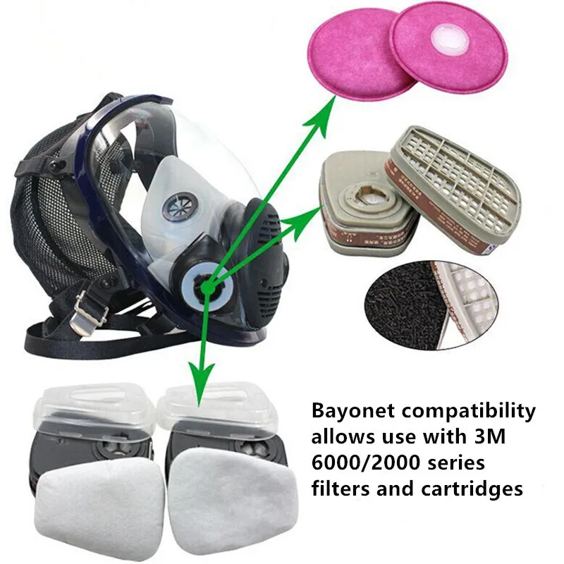 Máscara de Gás Protetora com Capuz 6800 com Filtros de Carbono Pintura Respirador Cartucho Grande Vista Completa Tela Gás Orgânicos Químicos 4 Chemical Respirators