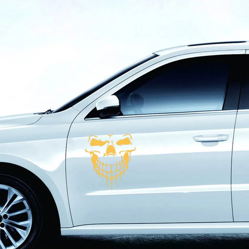 Аксессуары для автомобиля на Хэллоуин светоотражающие наклейки с черепом