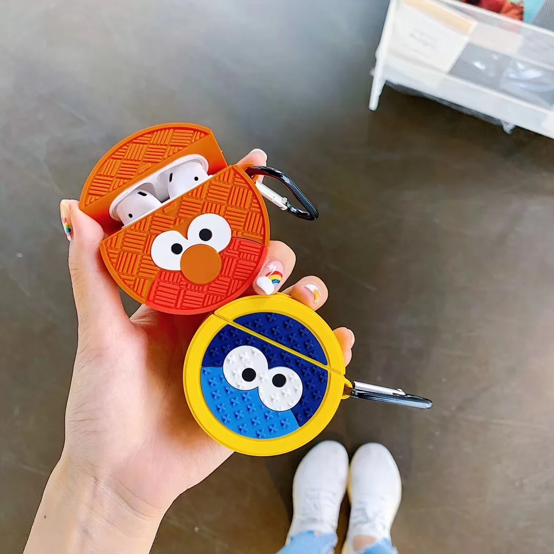 

Disney Sesame Street Cookie Monster Elmo Anime Cartoon Case For Airpods Cute Earphones Protection Cover