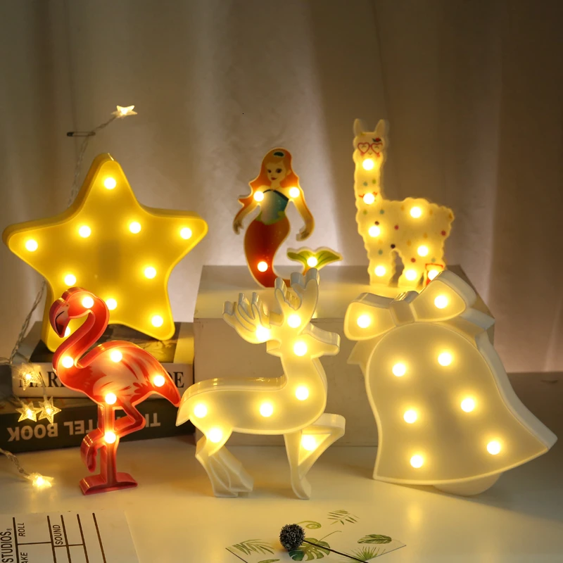 Новинка животное светодиодный 3D ночник единорог Фламинго олень вечерние