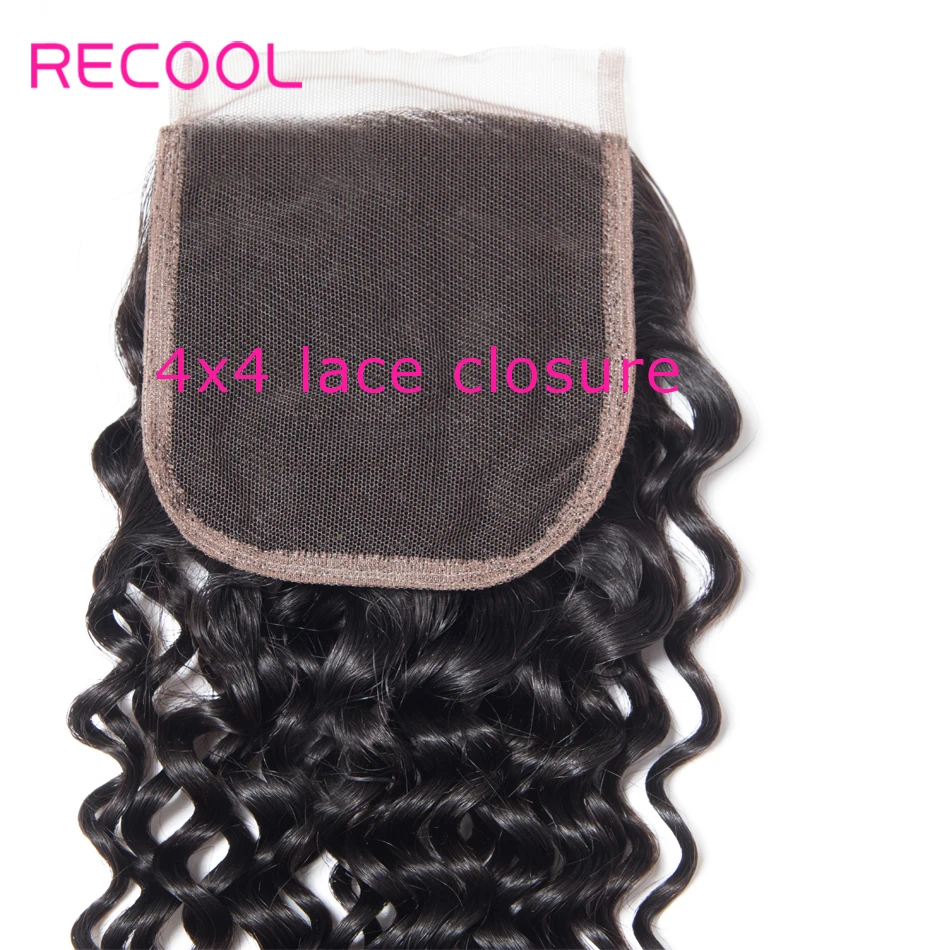 Recool Волосы Кудрявые пучки с закрытием 6X6 5х5 Кружева Закрытие пучками Remy