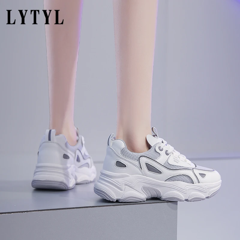 

Autumn Chunky Platform Casual Shoes Women Sneakers Comfortable Mesh Design Lace up Trainers Female Sport Vulcanized Shoes D20-14