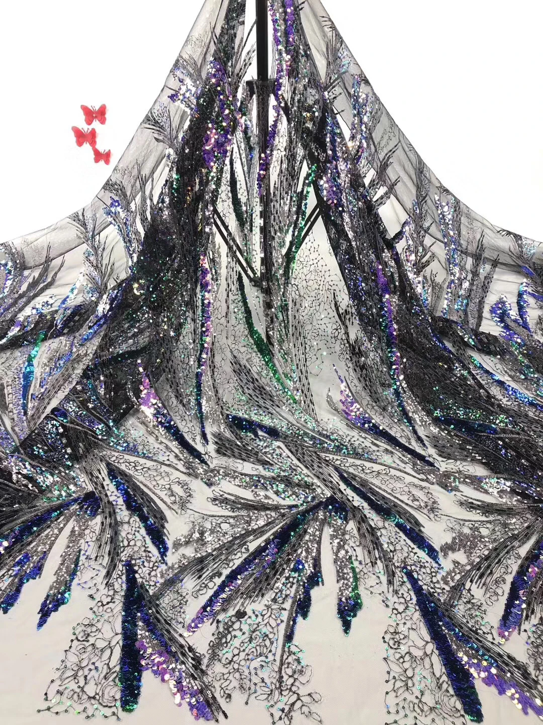 

Nigeria sequin embroidered lace fabric 2020 high-quality lace African French lace fabric women's dress D3760