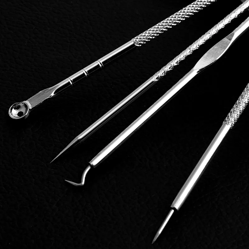 4Pcs New Nobby Pimple Acne Remover Blemish Comedone Extractor Needles Tool Set