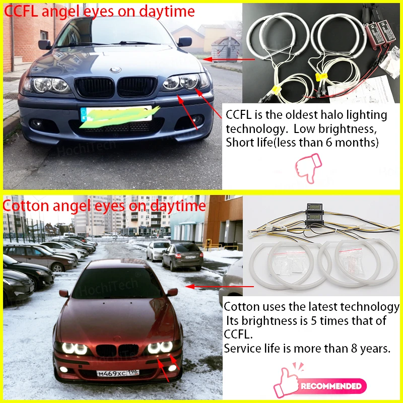 for BMW 3 series E30 E36 M3 333i 325i 323i 316i 318i 325td 1982-2000 Cotton Headlight Halo Angel Demon Eyes Kit angel eyes light images - 6