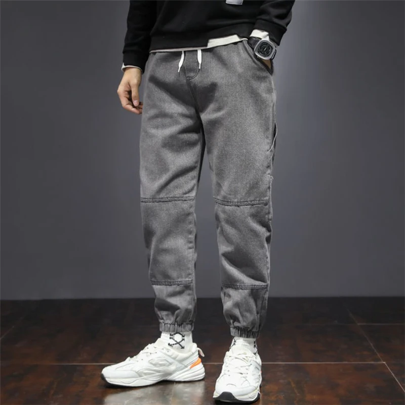 Джинсы шаровары мужские свободного покроя модные брюки из денима с карманами