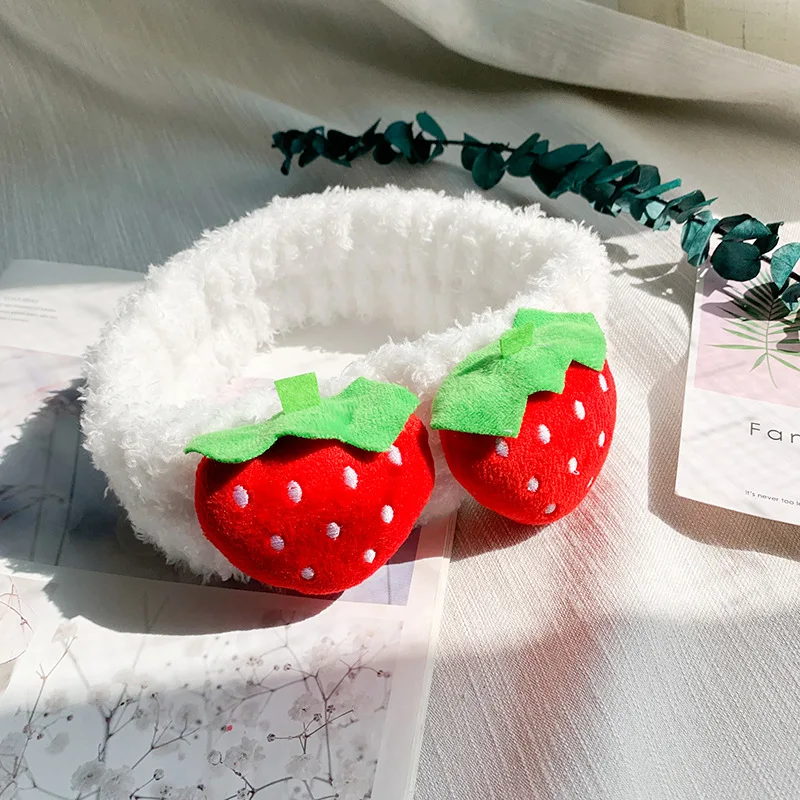 Новинка 2019 флисовые повязки для волос с рисунком клубники и кораллов женщин