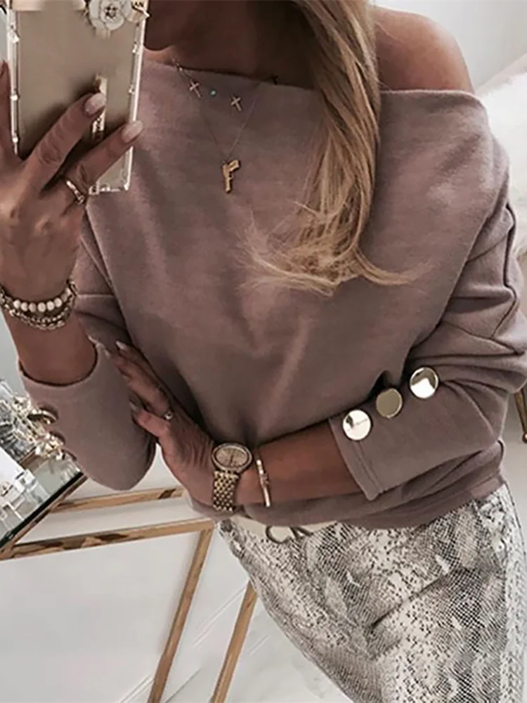 Женский однотонный топ с длинным рукавом летучая мышь|Блузки| |