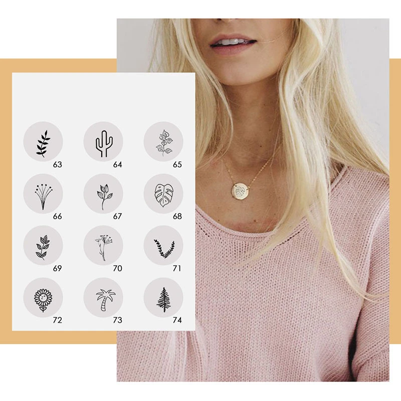 Ожерелье из нержавеющей стали 316L круглый лист цветок растение розовое золото