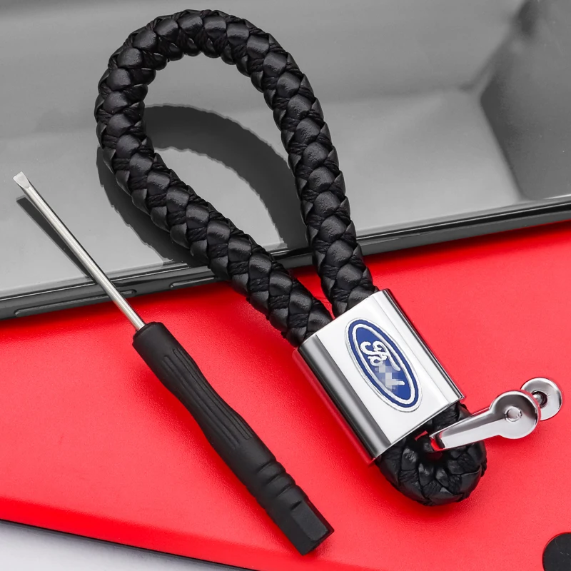 

Car logo keychain braided rope metal car key business pendant for Ford- Escape Kuga Mondeo Ecosport Fiesta Focus2 Explorer
