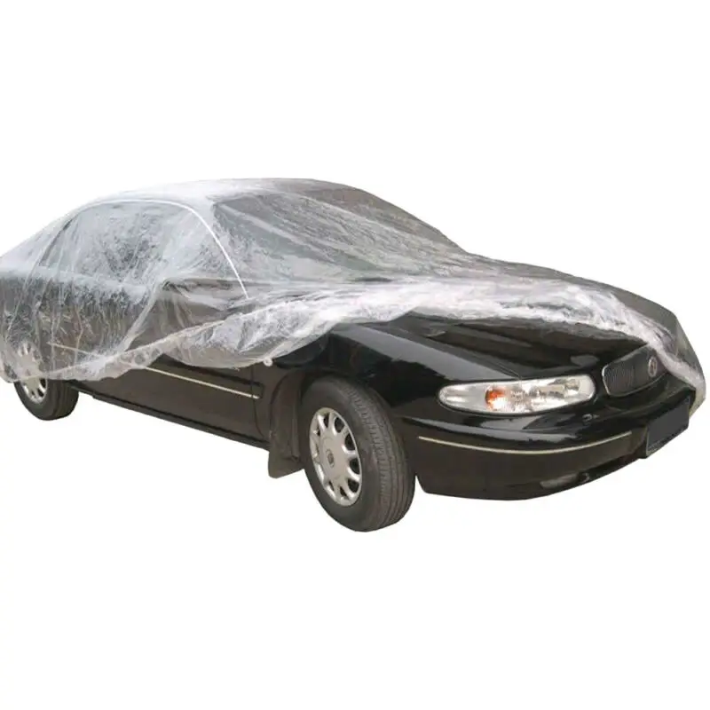 

Clear Plastic Disposable Car Cover Temporary Universal Garage Rain Dust 1 Pack