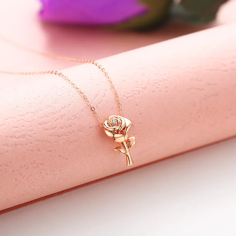 Романтическая подвеска в виде розы из натурального золота 18 К Очаровательное