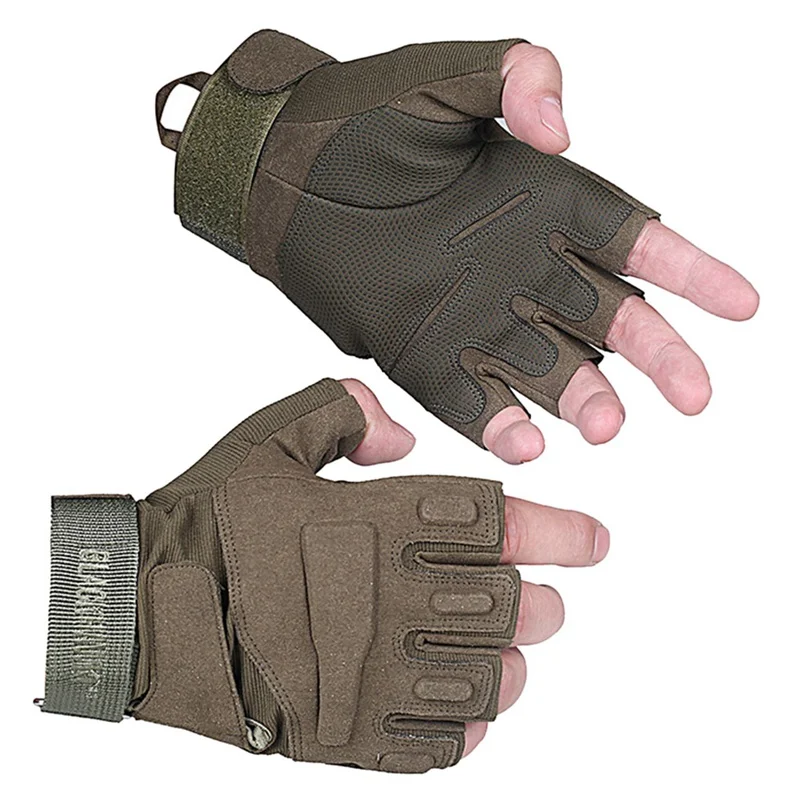 Перчатки мужские тактические Военные боевые митенки с открытыми пальцами