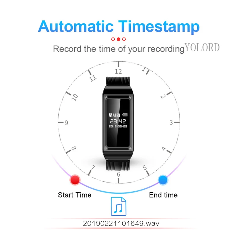 1080P Профессиональный видеорегистратор Smartband диктофон HD экран смарт-браслет 128 ГБ |