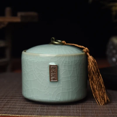 Герметичные чайные банки Longquan Celadon, упаковка для чая, портативная Чайная Коробка для путешествий, чайная банка, чайная баночка, резервуар для хранения - Цвет: Светло-зеленый