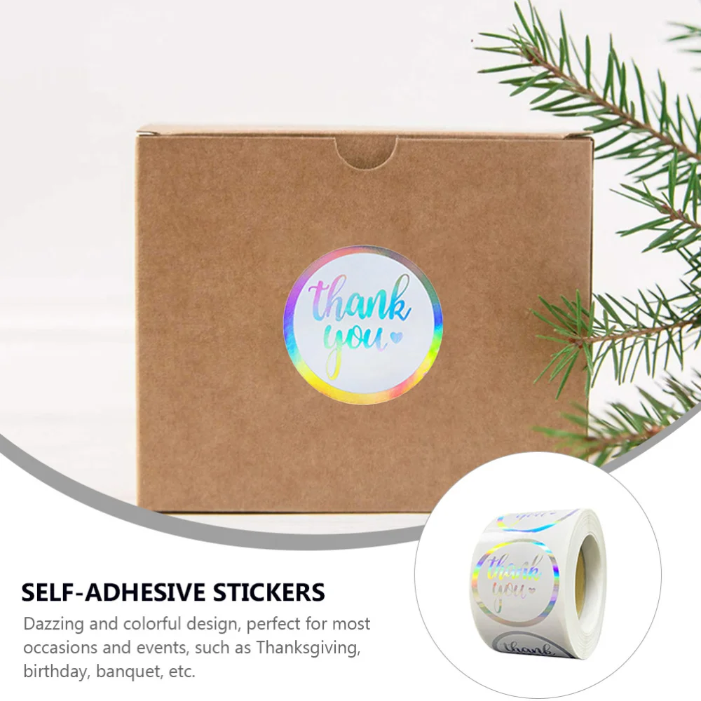 

1 Roll of 500Pcs Thank You Stickers Round Labels Gift Envelope Sealing Stickers