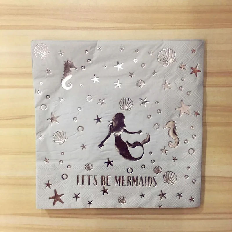 Салфетки одноразовые блестящие Серебристые в стиле русалки 10 шт./лот|Одноразовая