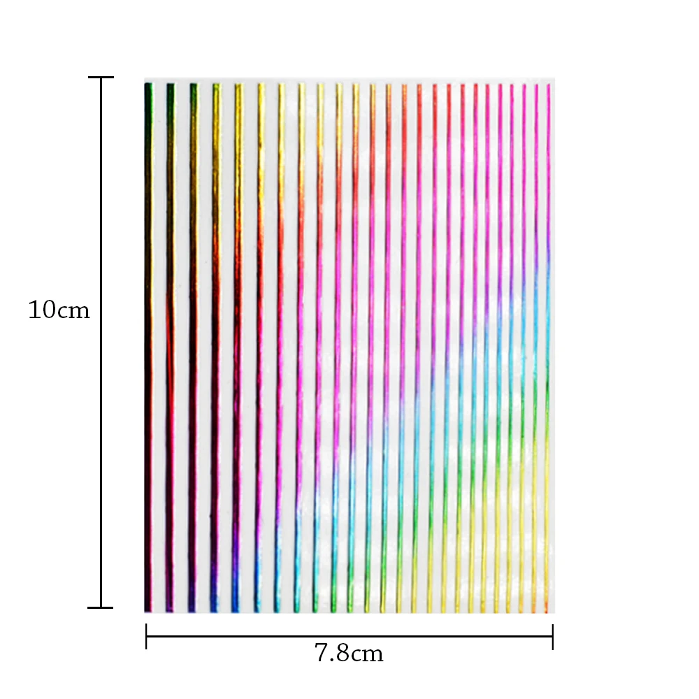 1 шт 3D наклейки для ногтей Полосатое платье радужных цветов линии из фольги s клей