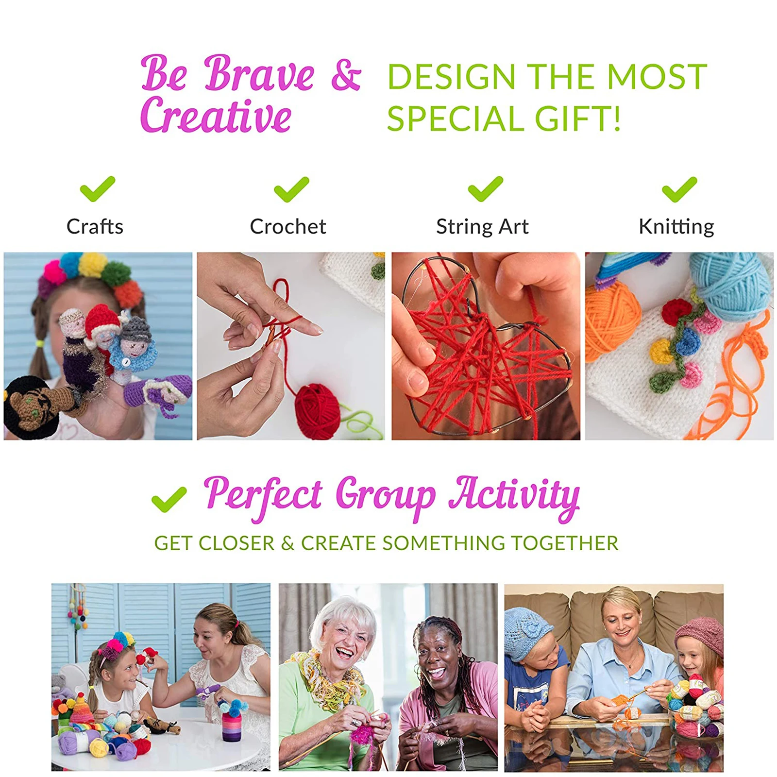 Акриловая пряжа большие и мини-мотки разные цвета для вязания крючком помпоны