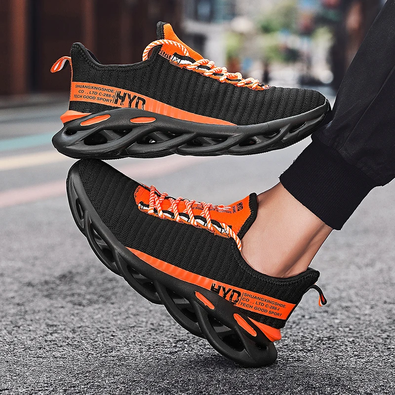 

Men Running Shoes Breathable Flying Woven Twist Bottom Athletic Men Sport Jogging Sneakers Custom Logo Packing For Drop Shipping