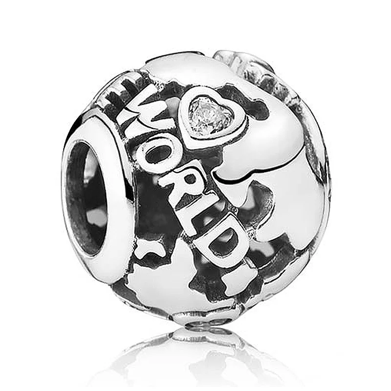 

Logo Forever All Around The World Happy Birthday Cake Tumbling Hearts Beads Fit Europe Bracelet 925 Sterling Silver Charm