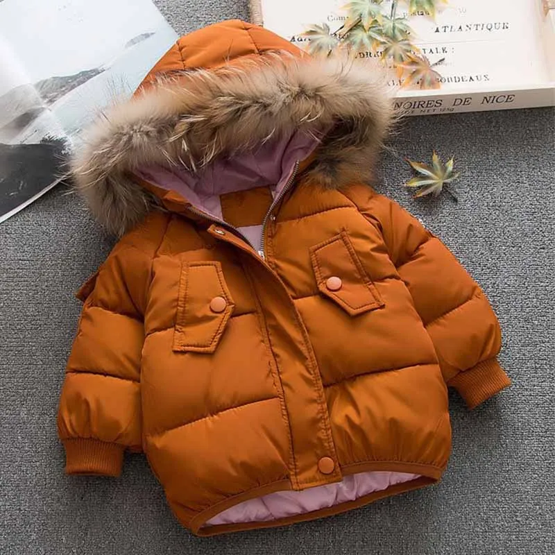

1-5Y New Parker Boys Clothes Hodded Solid Faux Fur Collar Boy Baby Winter Jacket Kids Boys Winter Coat Clothes For Babys