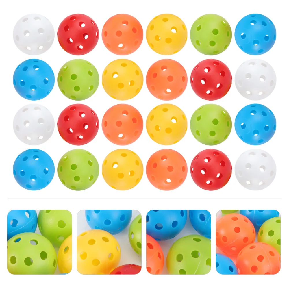 

24pcs Perforated Play Balls Hollow Practice Training Sports Balls (Mixed Colors)