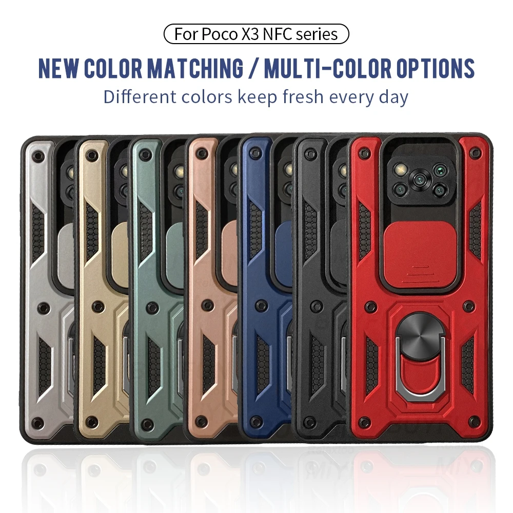 slide camera lens protect phone case for pocophone x3 nfs poko pocco poxo poco x3 x 3 pro nfc military grade bumpers armor cover free global shipping