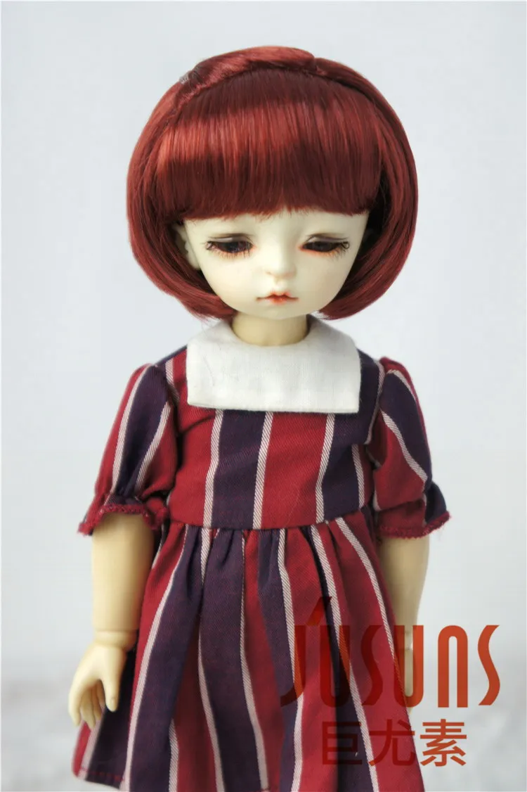 6-7inch WineRedSM55 JD477 1/8 1/6 Прекрасный Средний БОБО пони BJD парик Размер 5-6 дюймов 6-7 дюймов мягкий синтетический мохер кукольные Парики Модные кукольные аксессуары - Цвет: 6-7inch WineRedSM55
