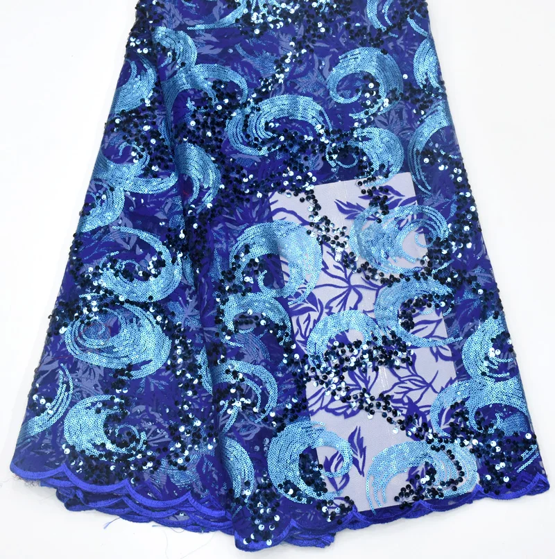 

Beautiful African lace fabric french tulle lace fabric latest arrival hot sale 5 yards for dress With sequins