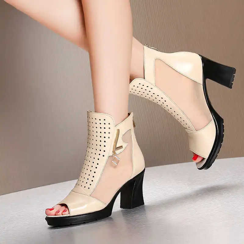 

New fashion high heel fish mouth sandals women's ol versatile boots